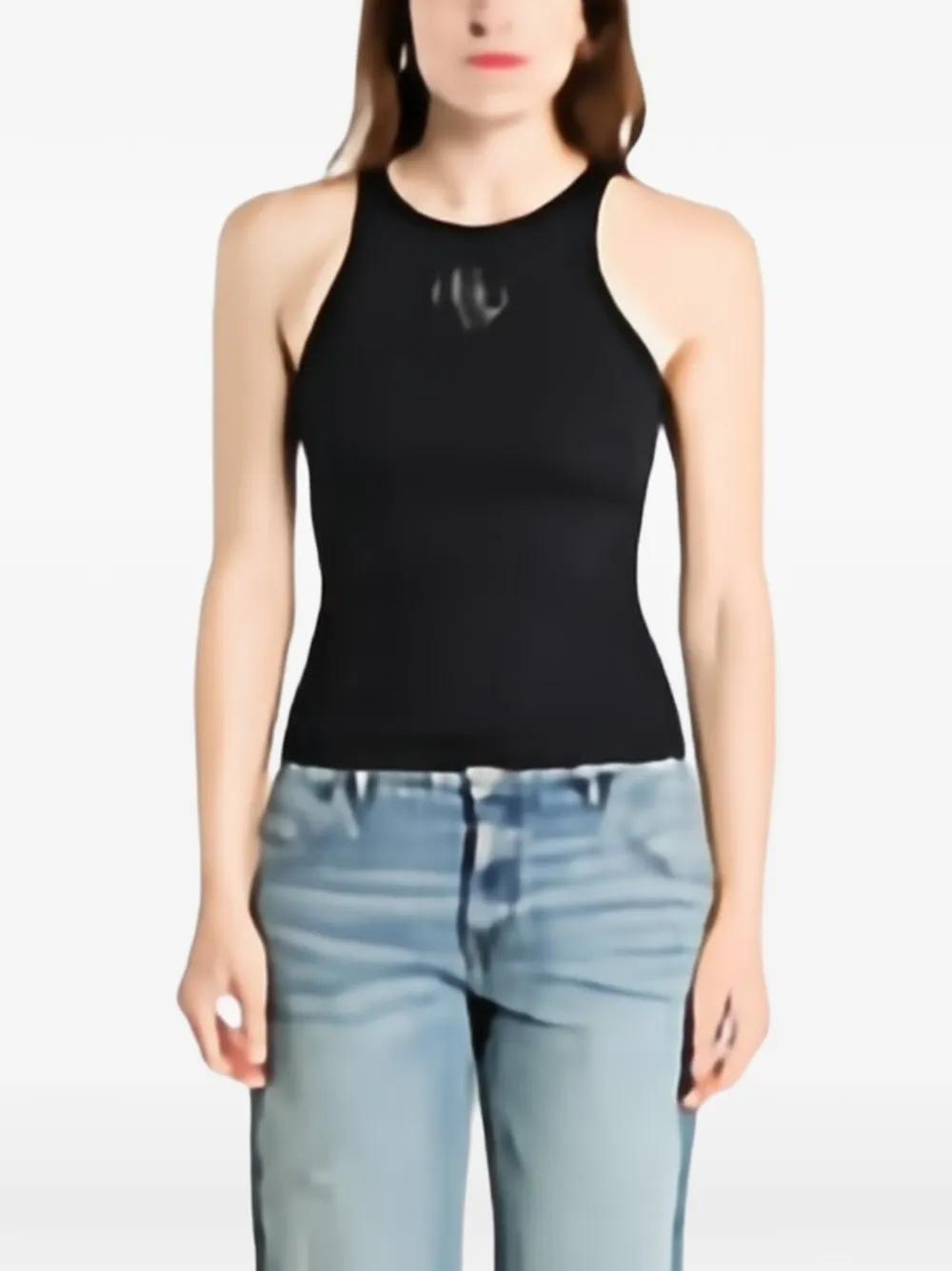 GUESS USA logo-embellished ribbed vest Zwart