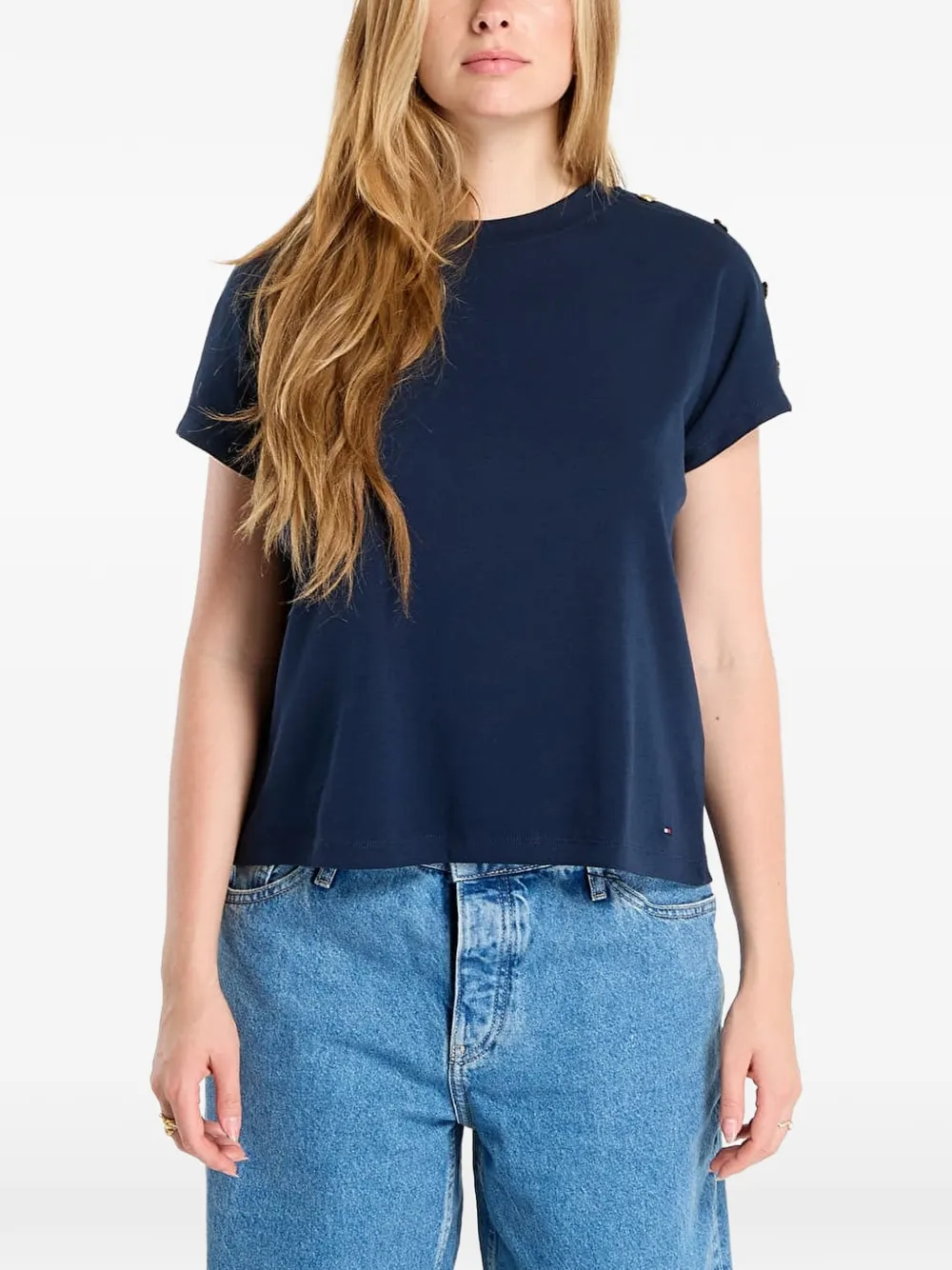 Tommy Hilfiger button-detail T-shirt - Blu