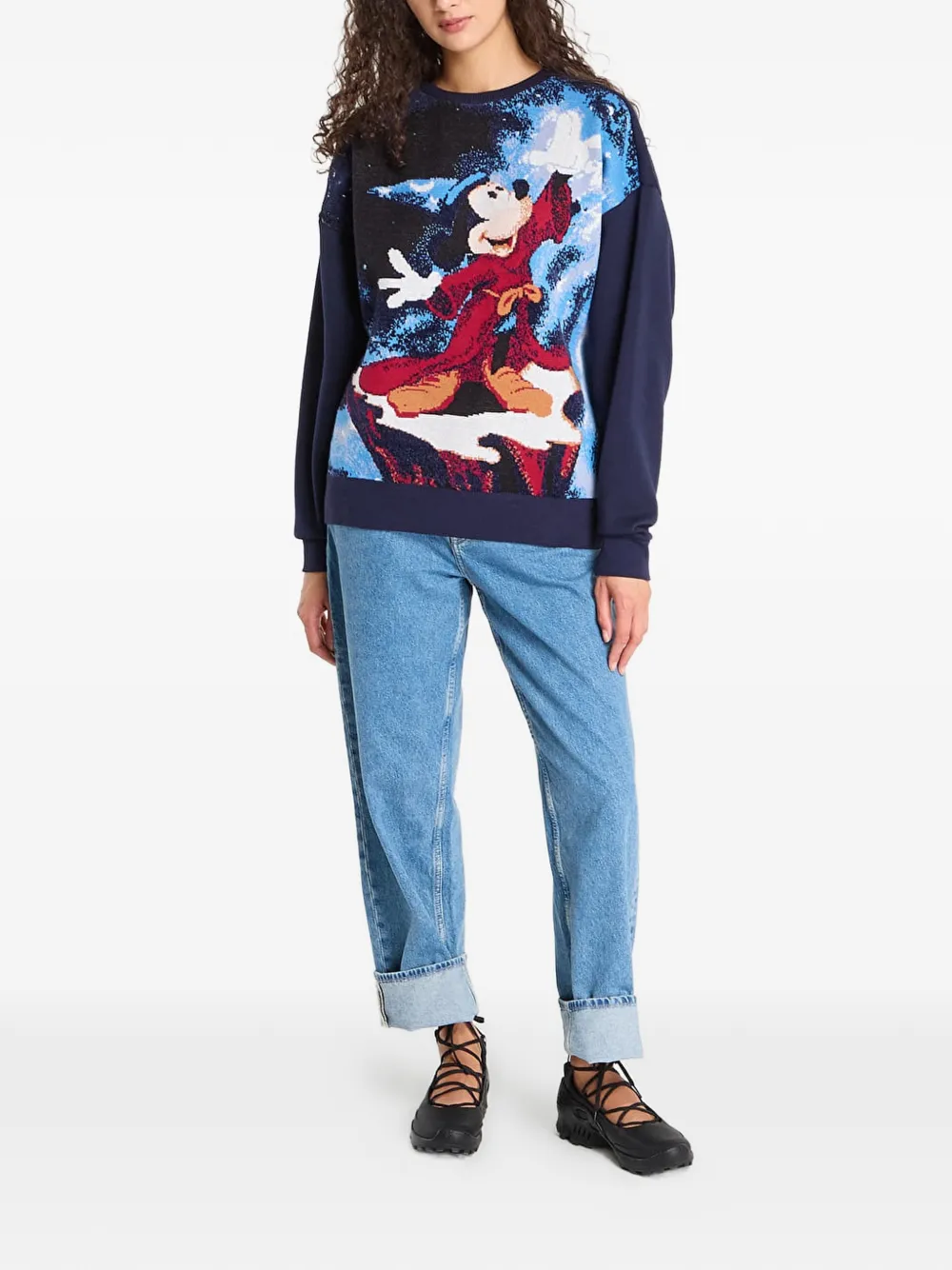 Desigual Mickey Mouse Intarsia-knit Sweater In Multi