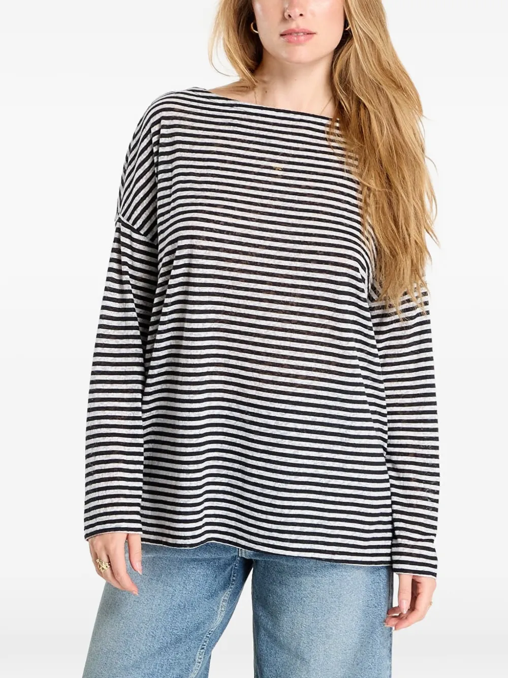 AllSaints Top Rita a righe - Nero