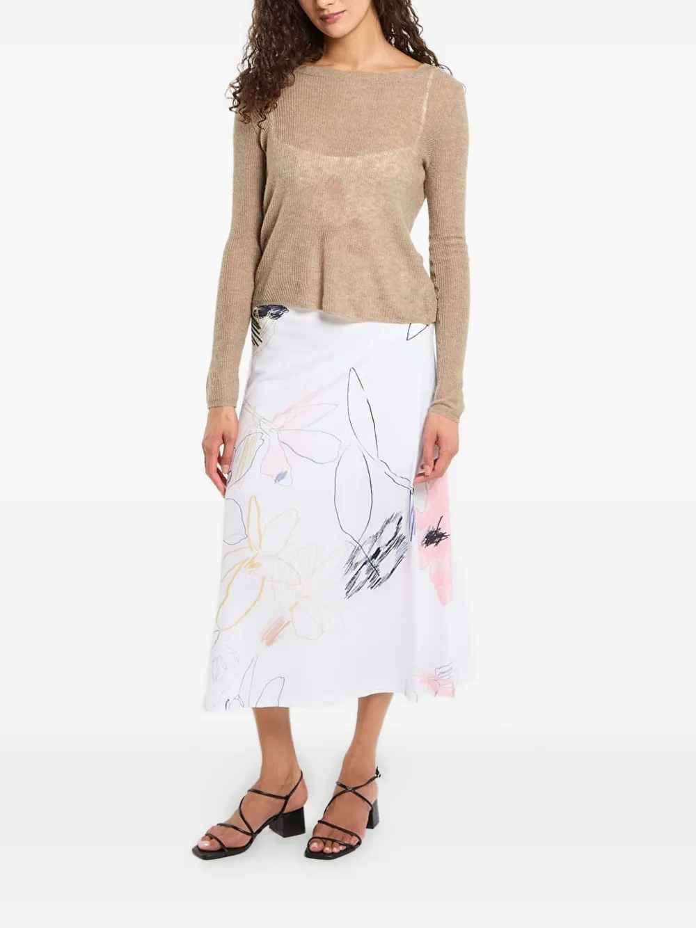 Desigual Kala gelaagde jurk met bloemenprint Beige