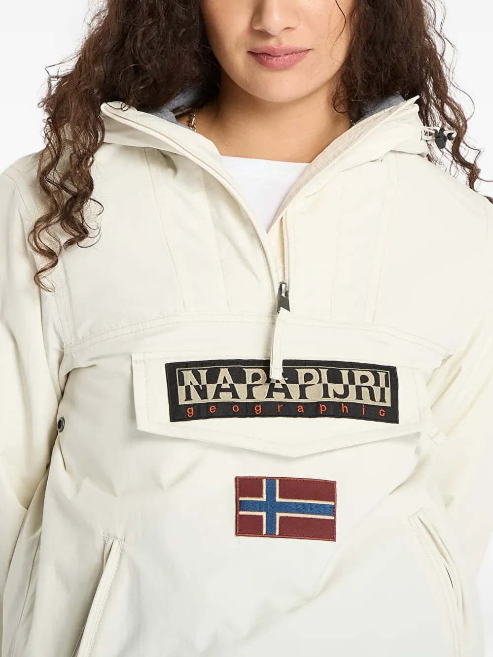 Napapijri Jack met capuchon en logopatch Beige