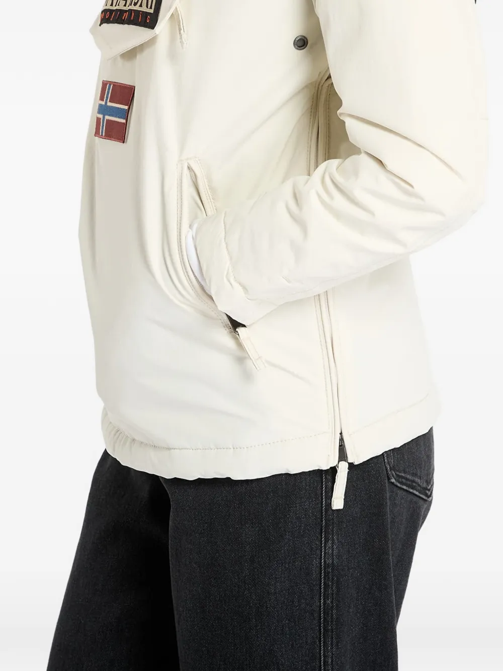 Napapijri Jack met capuchon en logopatch Beige