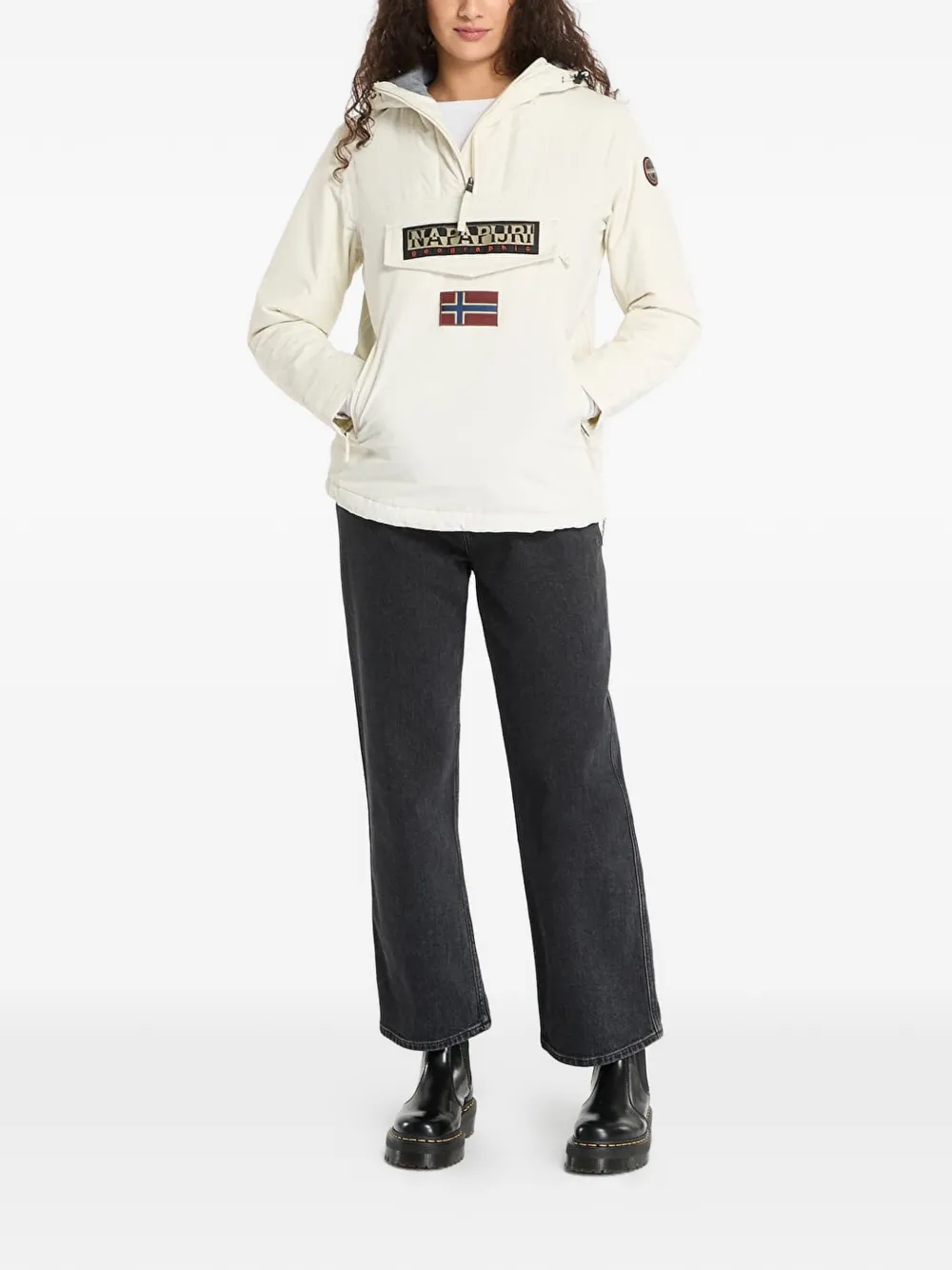 Napapijri Jack met capuchon en logopatch Beige