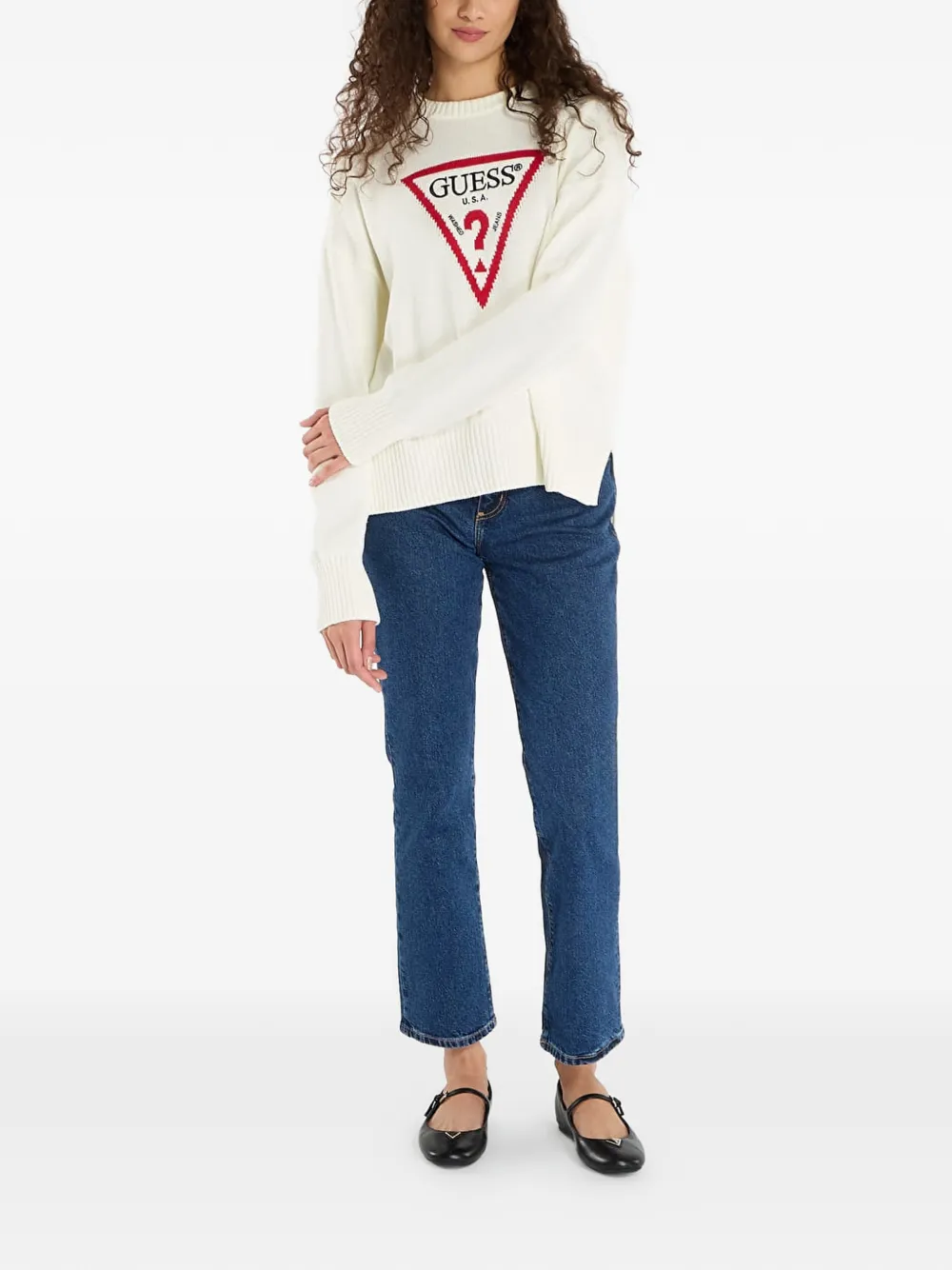 GUESS USA Gebreide trui met logodetail Beige