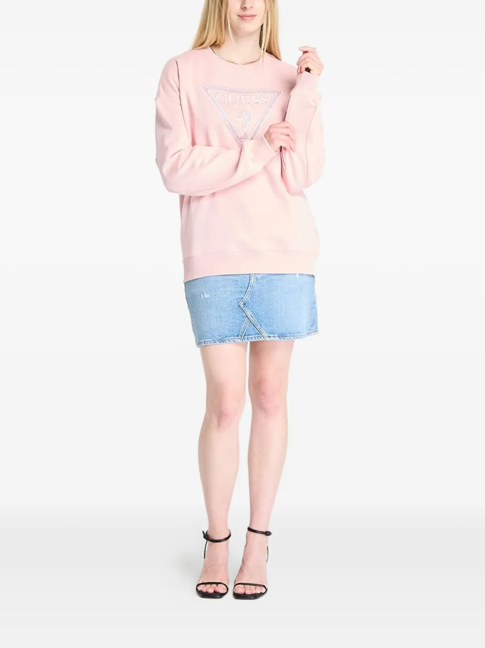 GUESS USA Trui met glitter logo Roze
