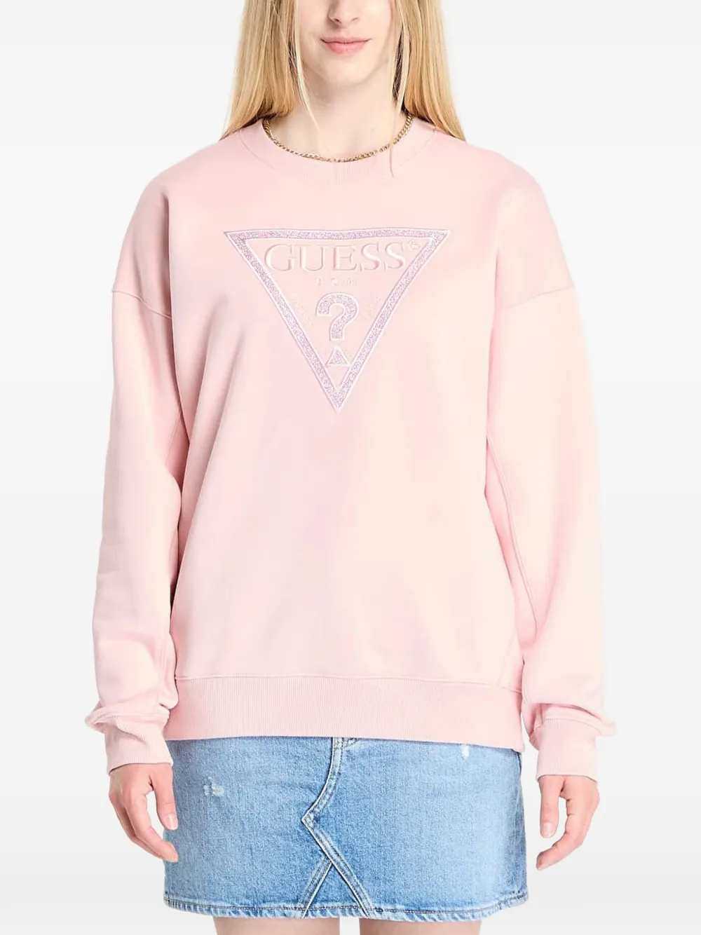 GUESS USA glitter-logo sweater - Rosa