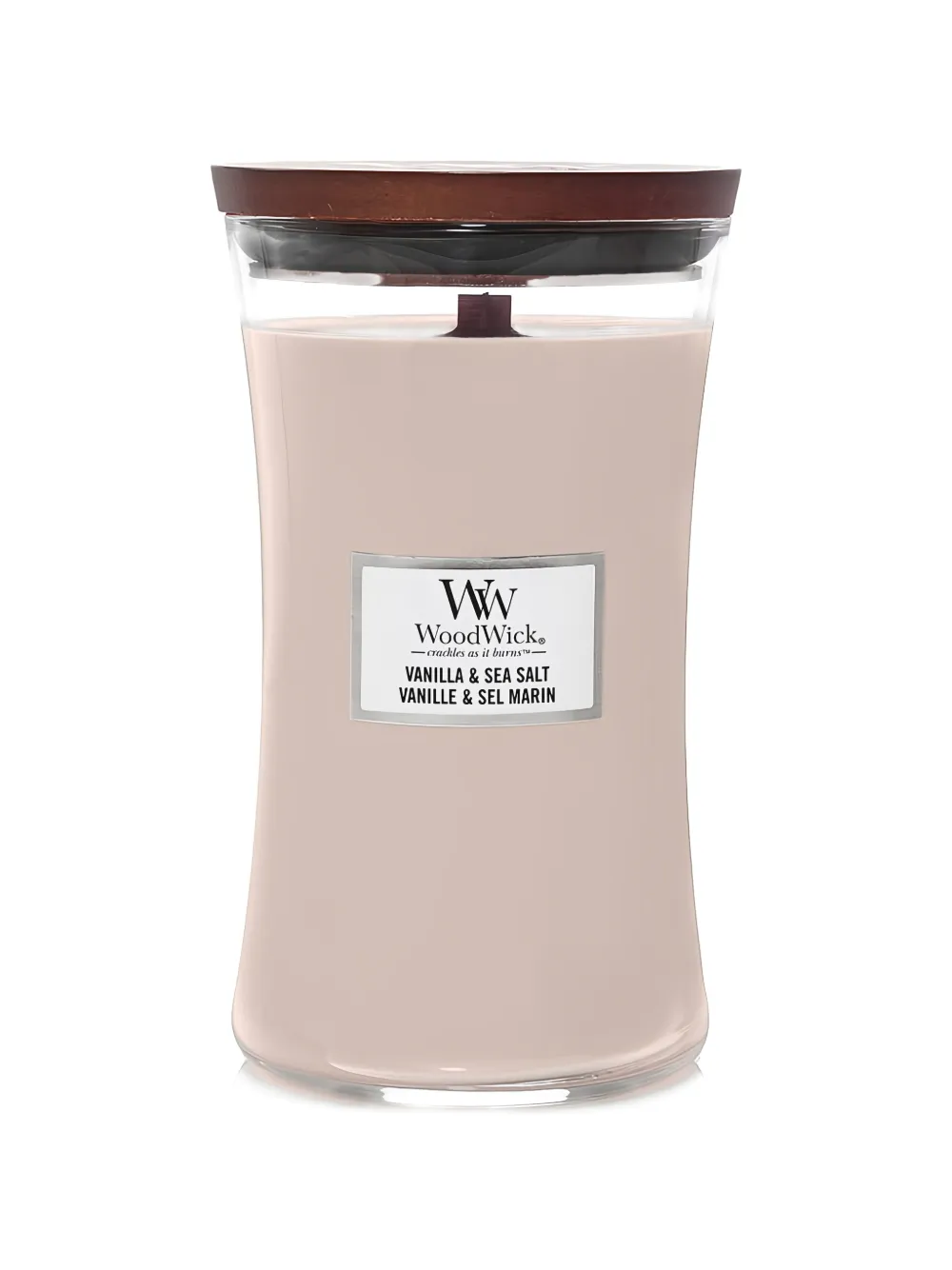 WoodWick large hourglass vanilla and sea-salt candle - Nude