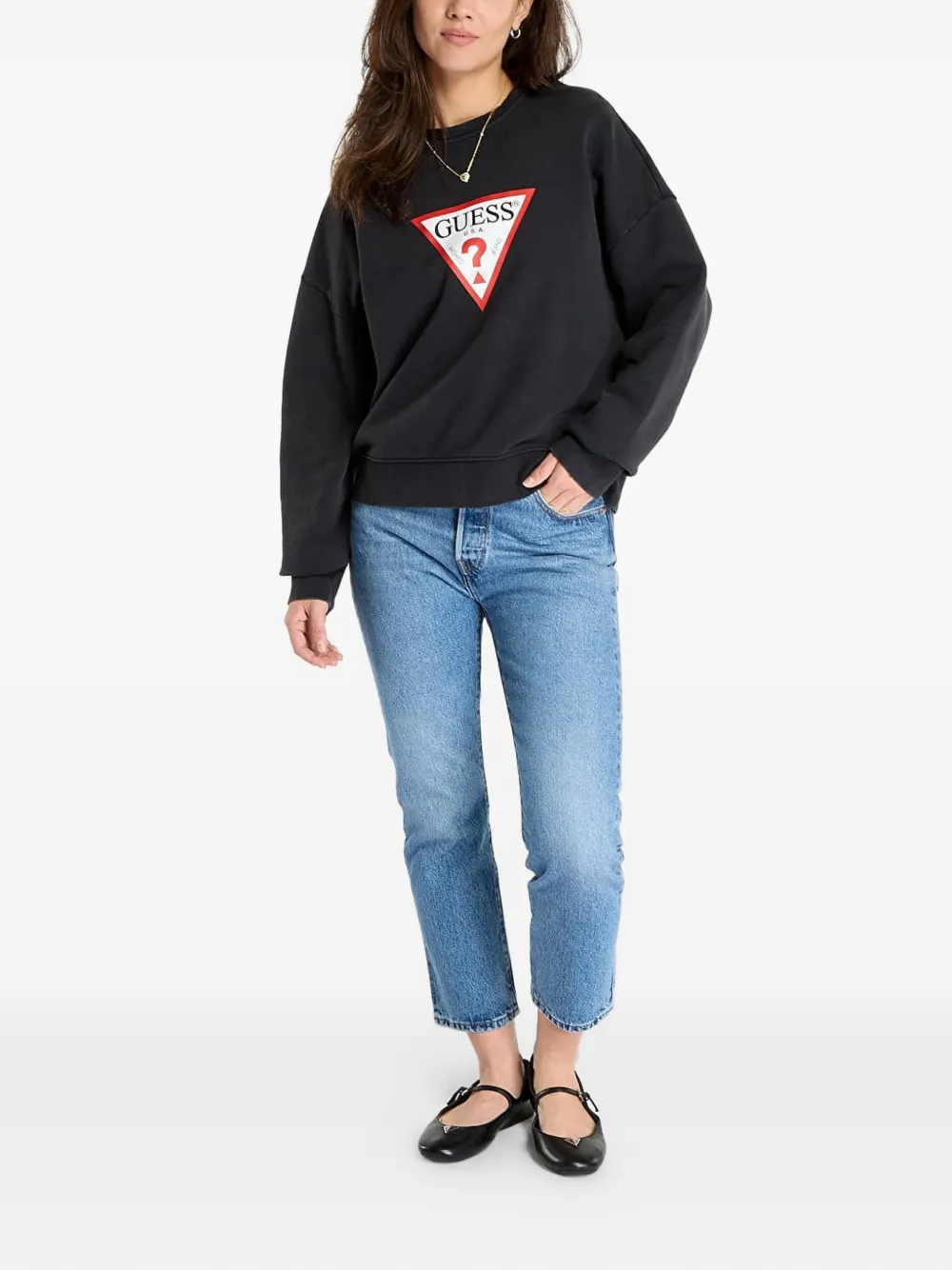 GUESS USA Sweater met logoprint Zwart