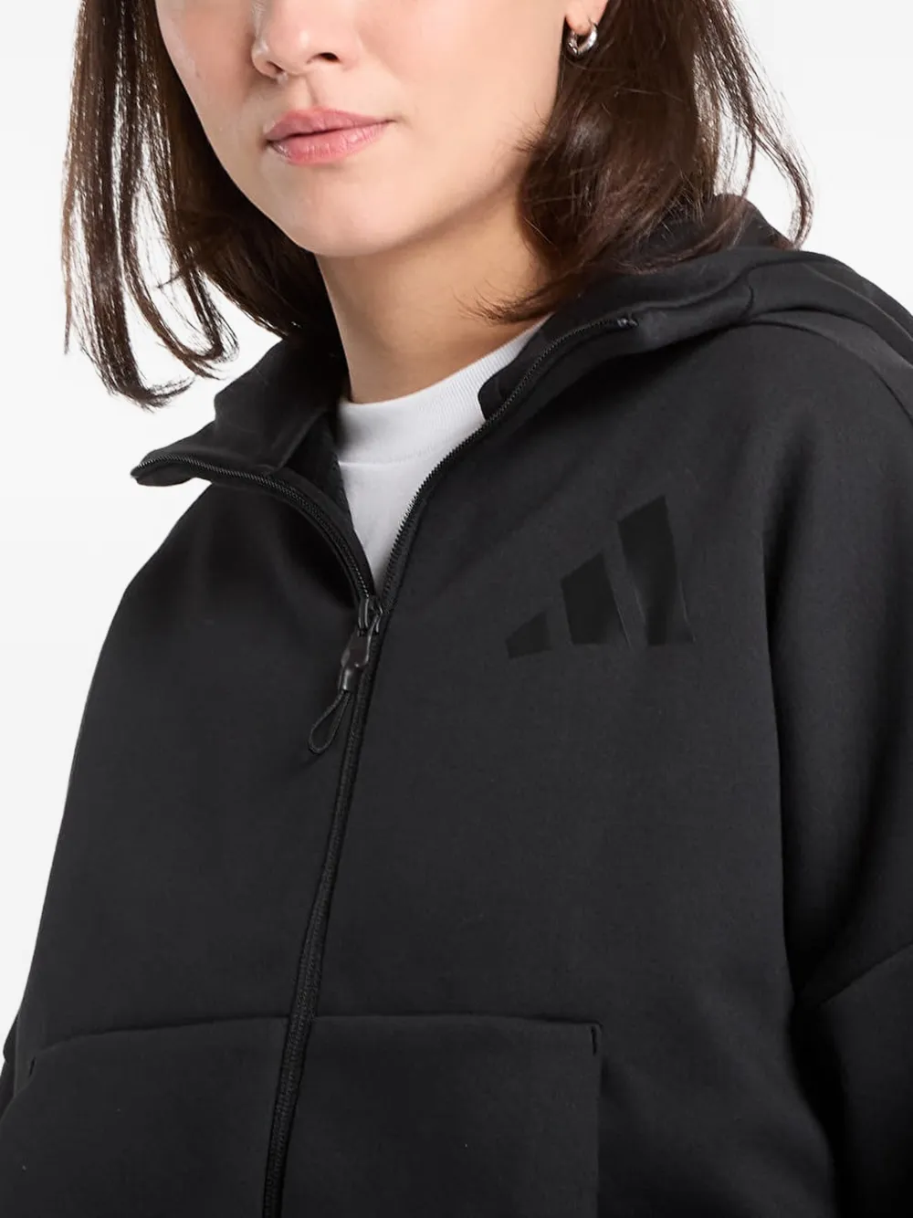 adidas Hoodie met logoprint en rits Zwart