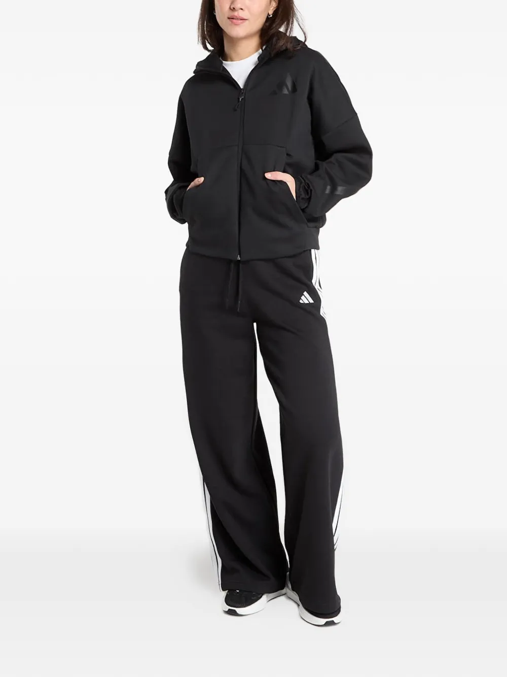 adidas Hoodie met logoprint en rits Zwart