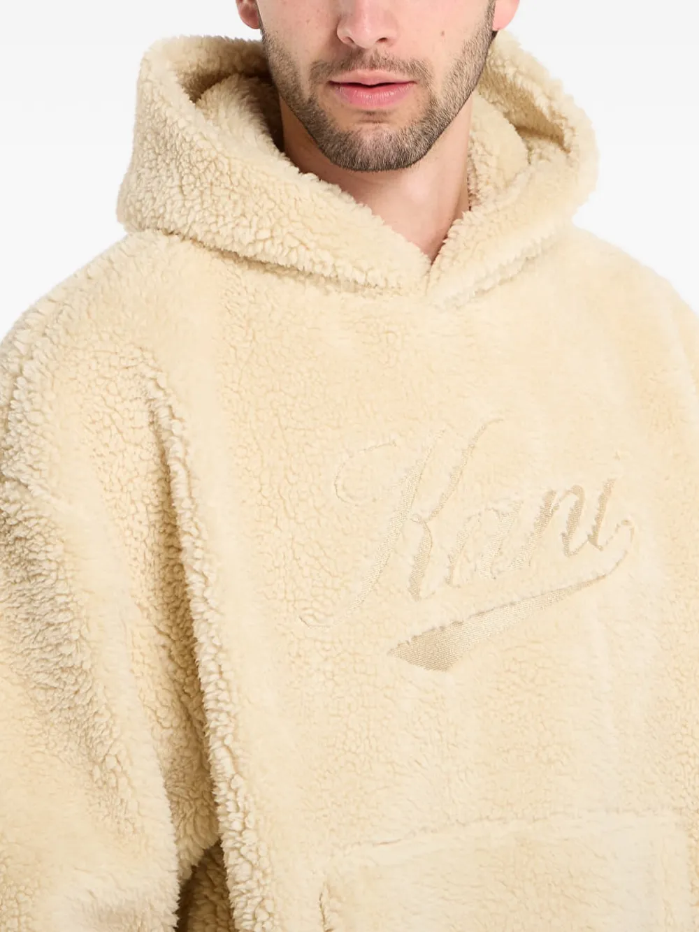 karl kani Hoodie met borduurwerk en fleece textuur Beige