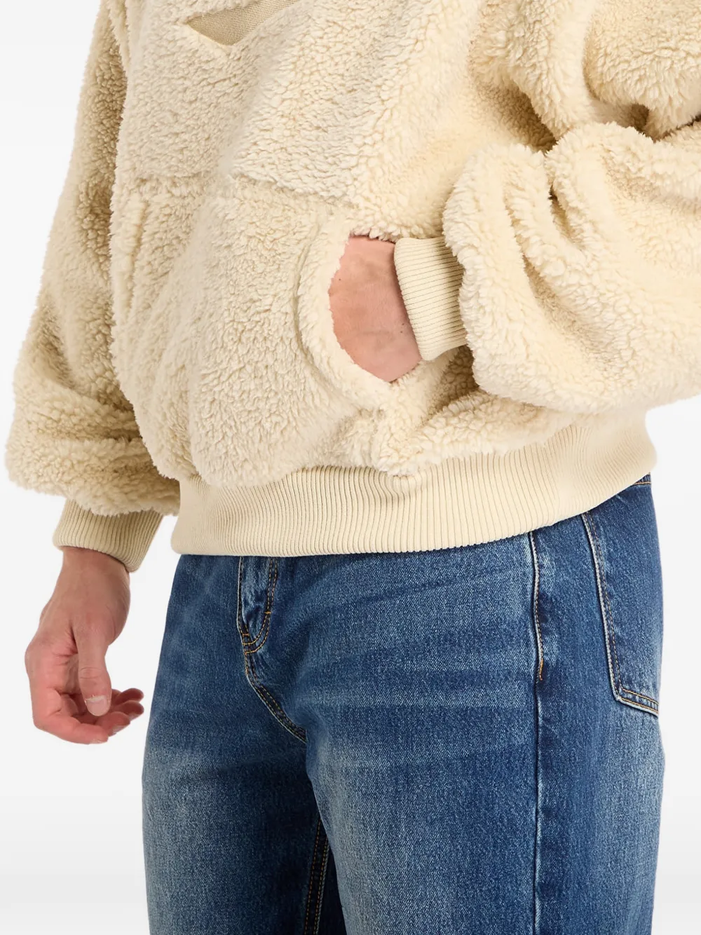 karl kani Hoodie met borduurwerk en fleece textuur Beige