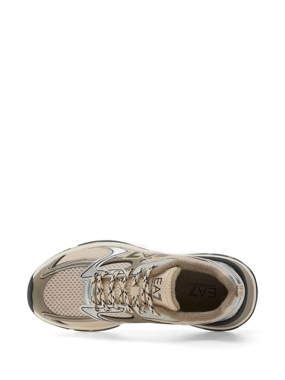Ea7 Emporio Armani Sneakers met logopatch en mesh vlak Beige