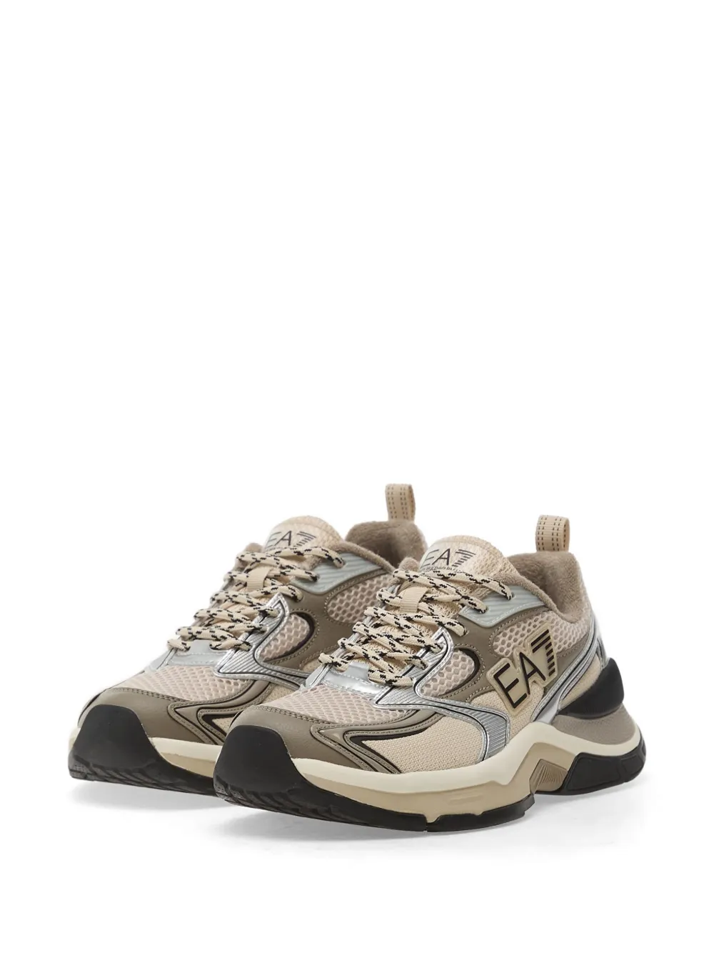 Ea7 Emporio Armani Sneakers met logopatch en mesh vlak Beige