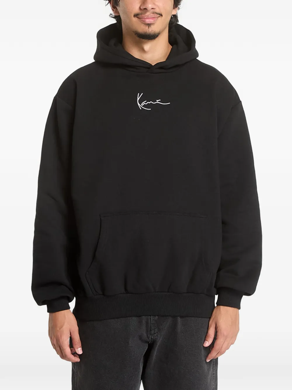 karl kani logo-embroidered hoodie - Nero