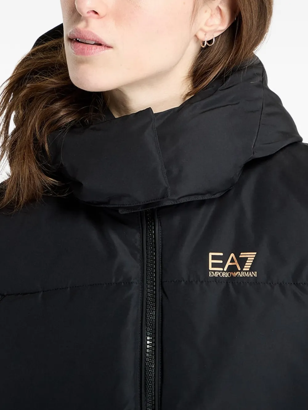 Ea7 Padded Hooded Jacket In Multi
