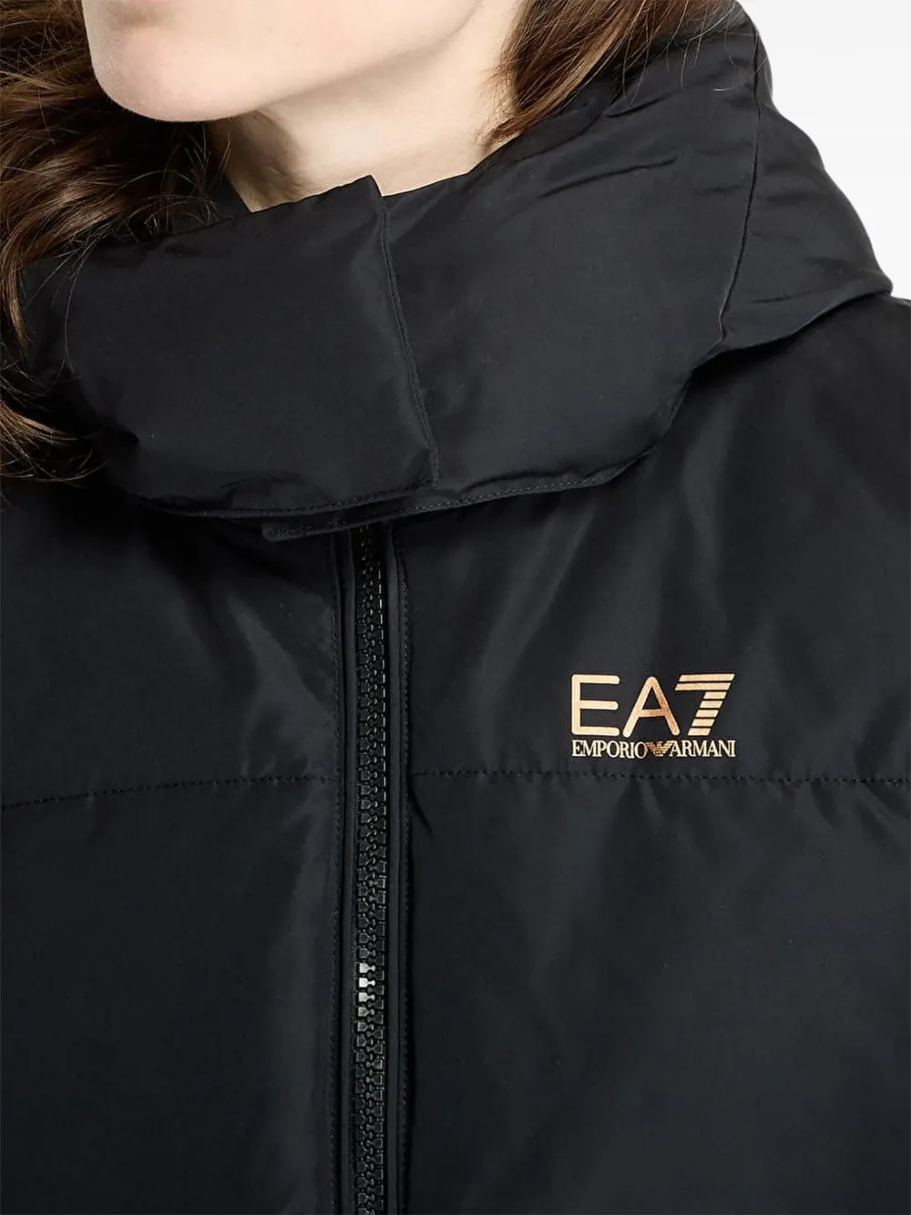 Ea7 Emporio Armani Gewatteerd jack met capuchon Zwart