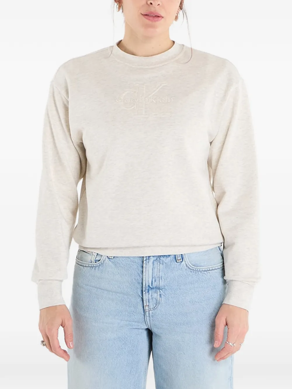 Calvin Klein Sweatshirt mit Logo-Stickerei - Nude
