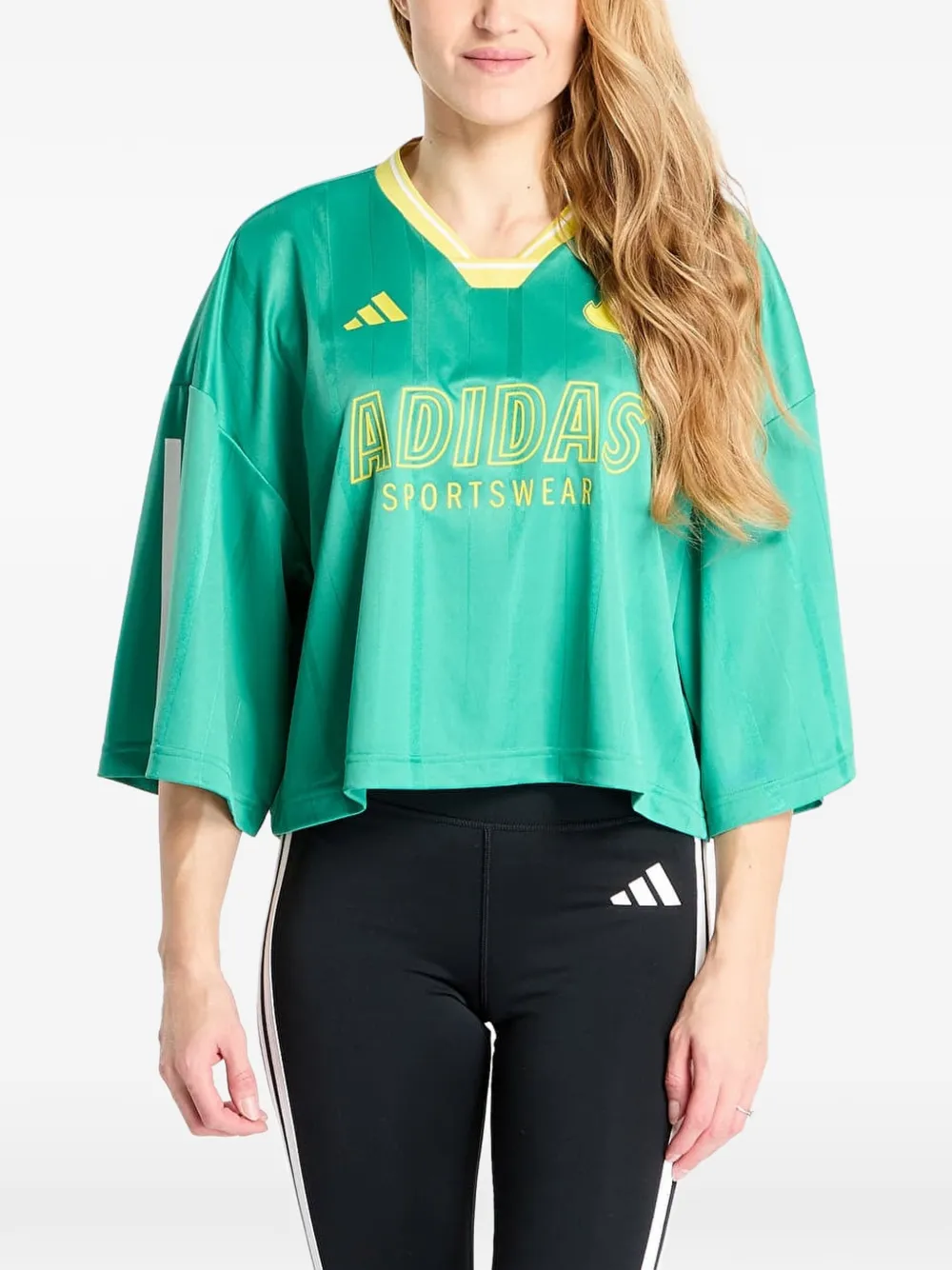 adidas Oversized-Jersey mit Streifen - Grün