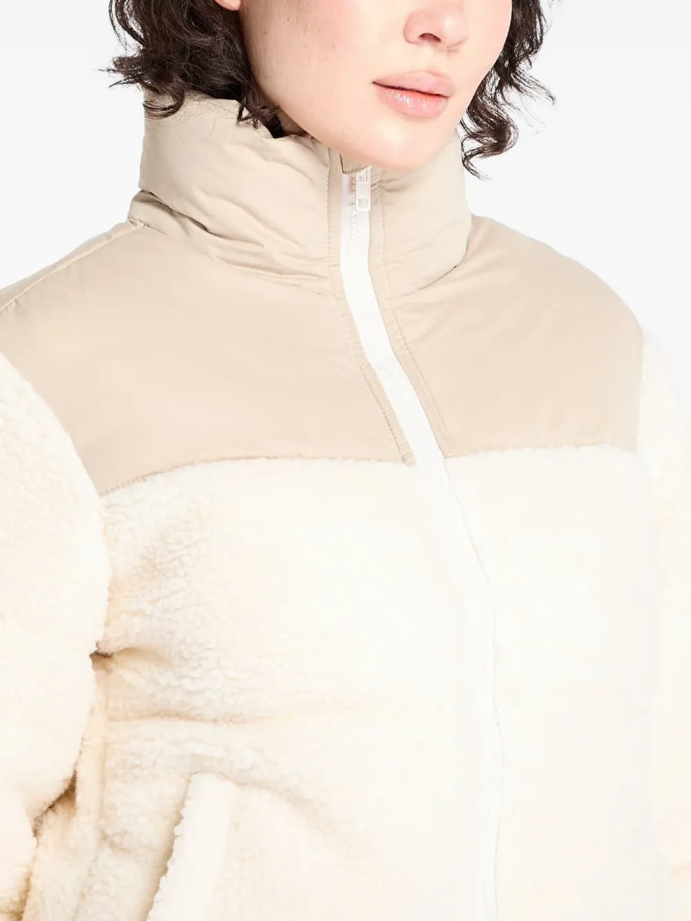 Urban Classics Teddy fleece jack met vlakken Beige