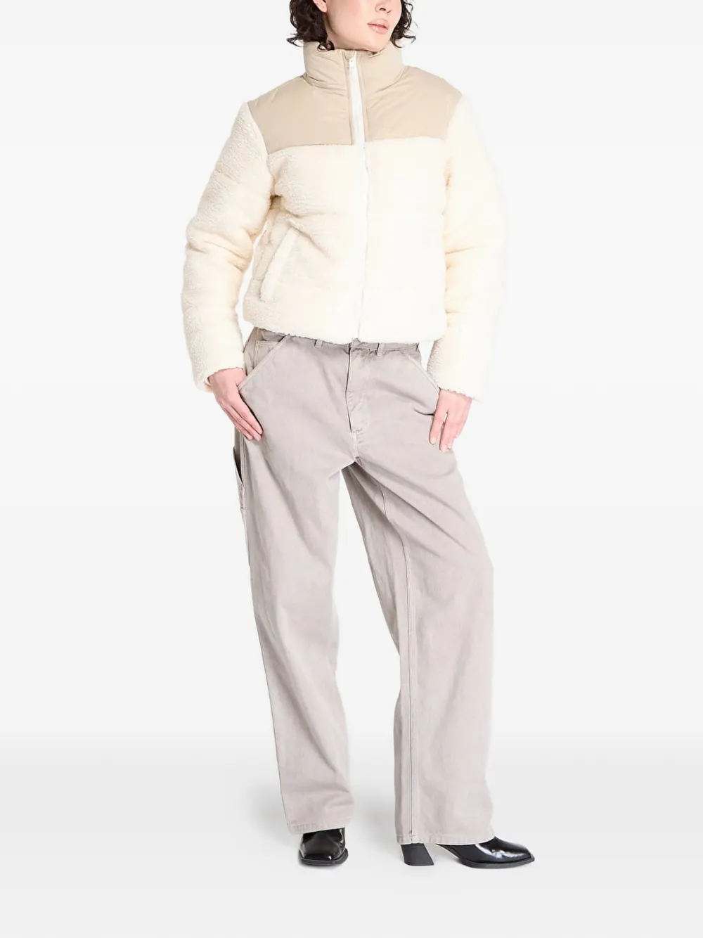 Urban Classics Teddy fleece jack met vlakken Beige