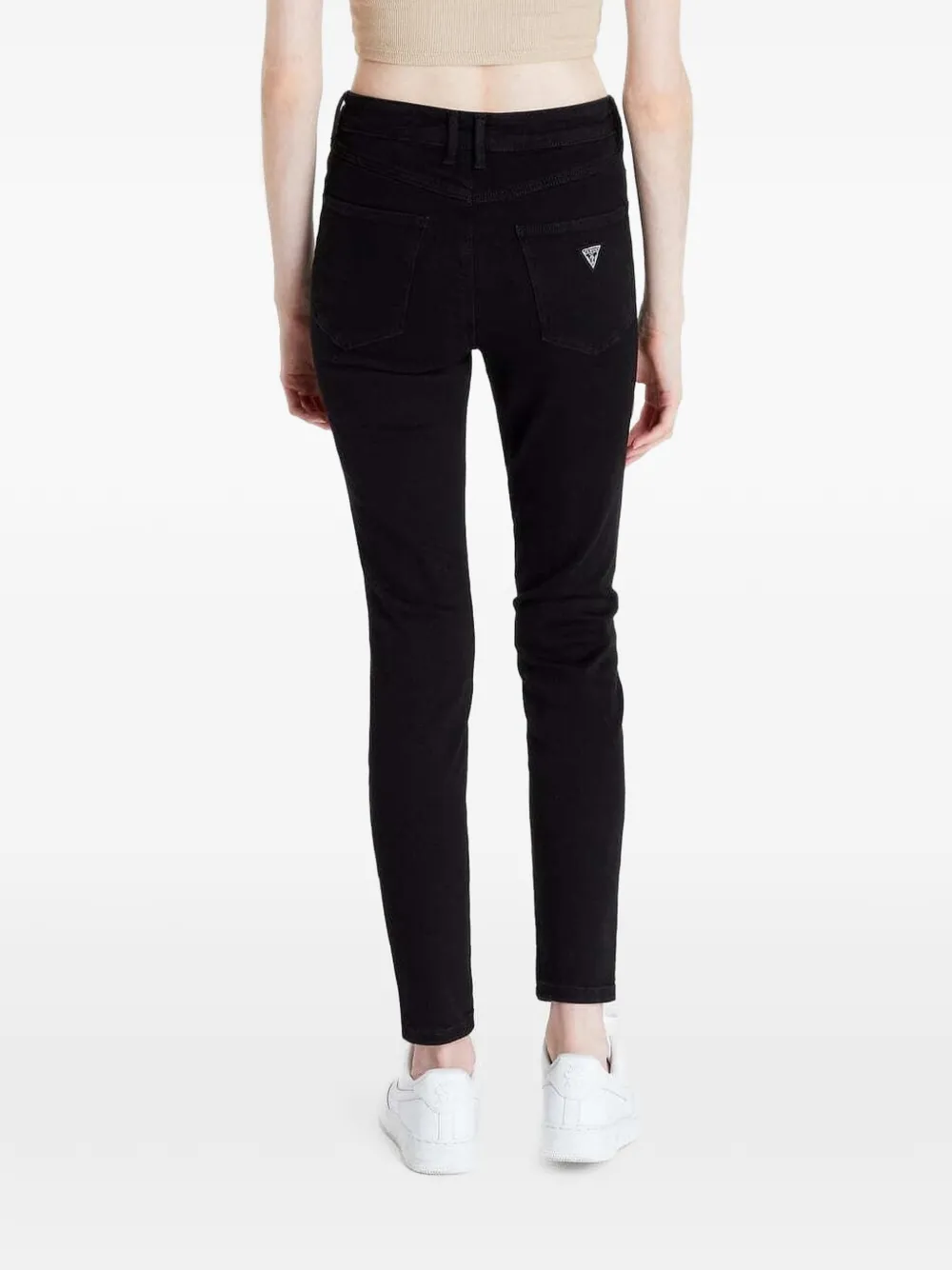 GUESS USA Reborn jeans met logoplakkaat Zwart