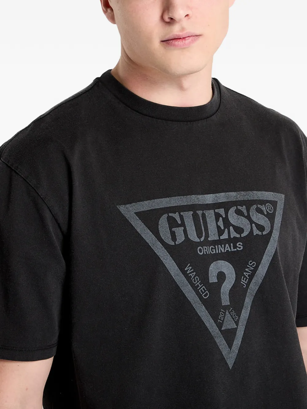 GUESS USA T-shirt met logoprint Zwart