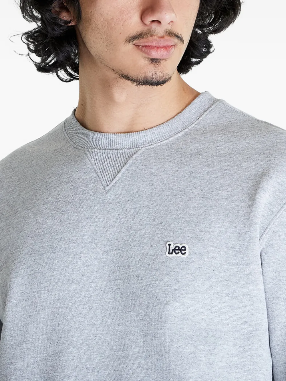 LEE Sweater met logopatch Grijs