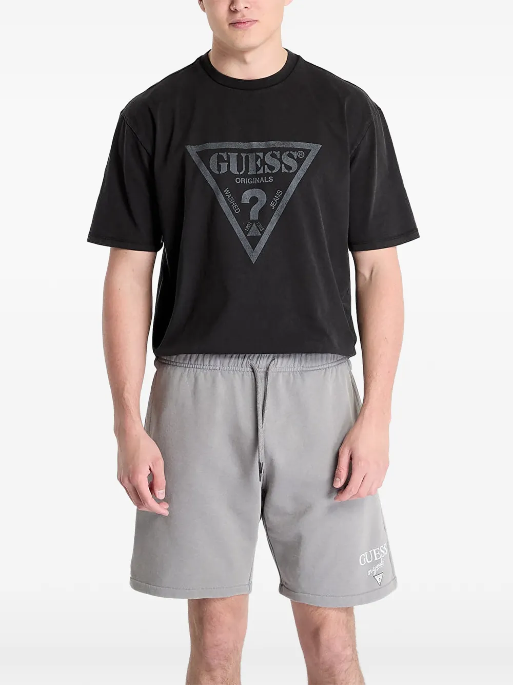 GUESS USA Shorts sportivi con stampa logo - Grigio