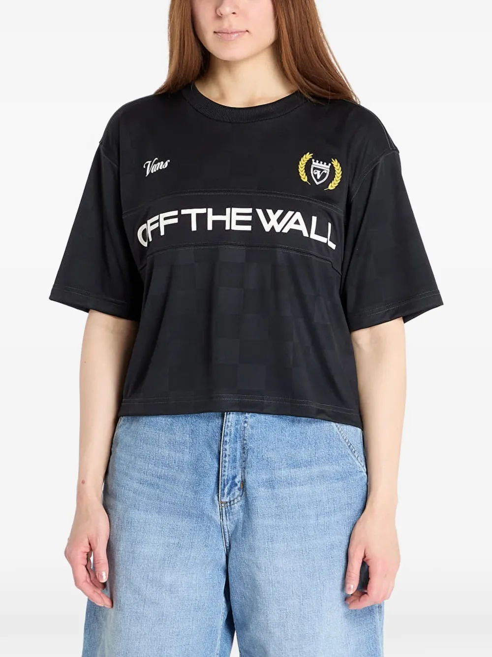 Vans checkerboard logo-print T-shirt - Nero