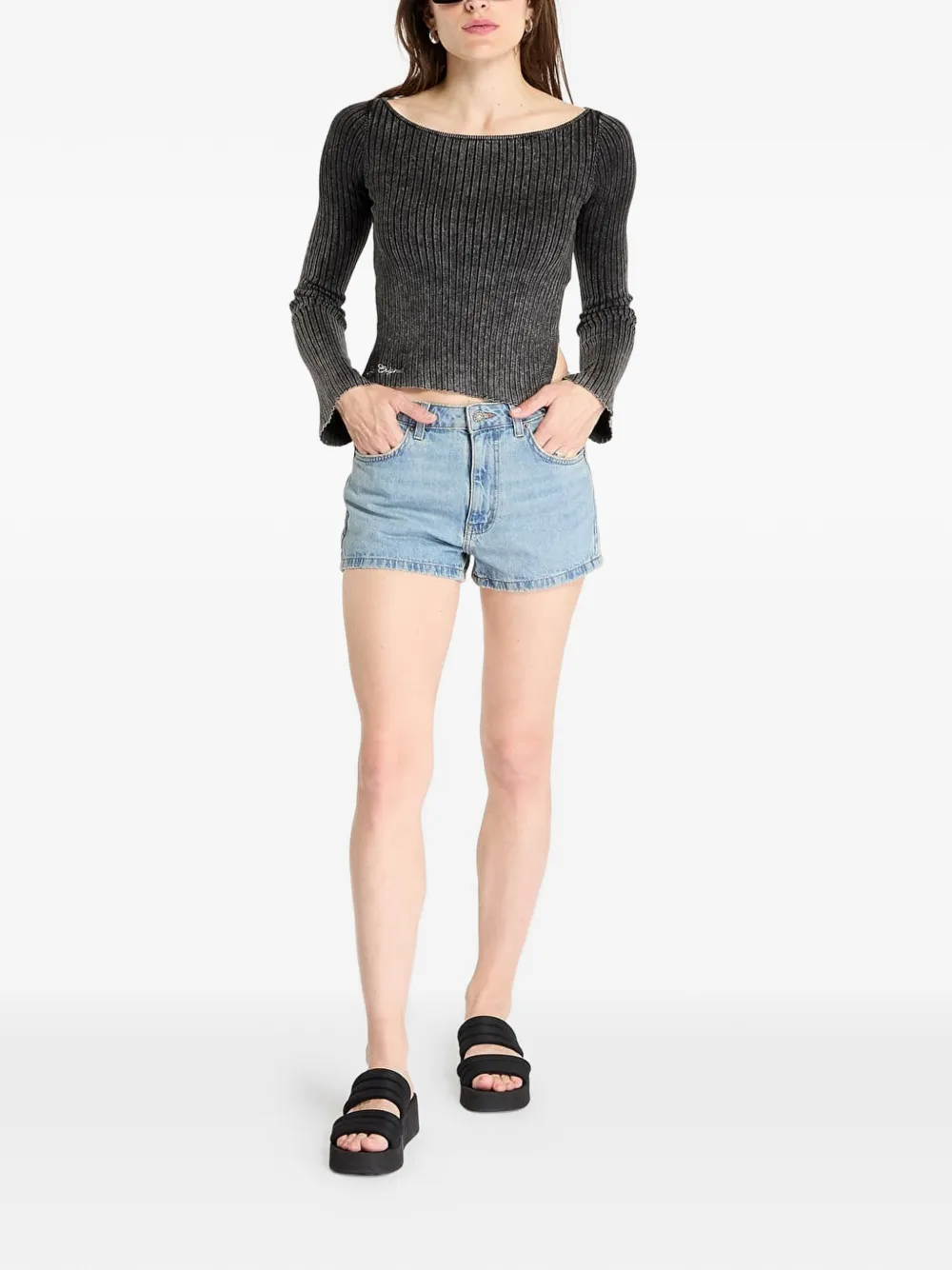 GUESS USA Ribgebreide trui Zwart
