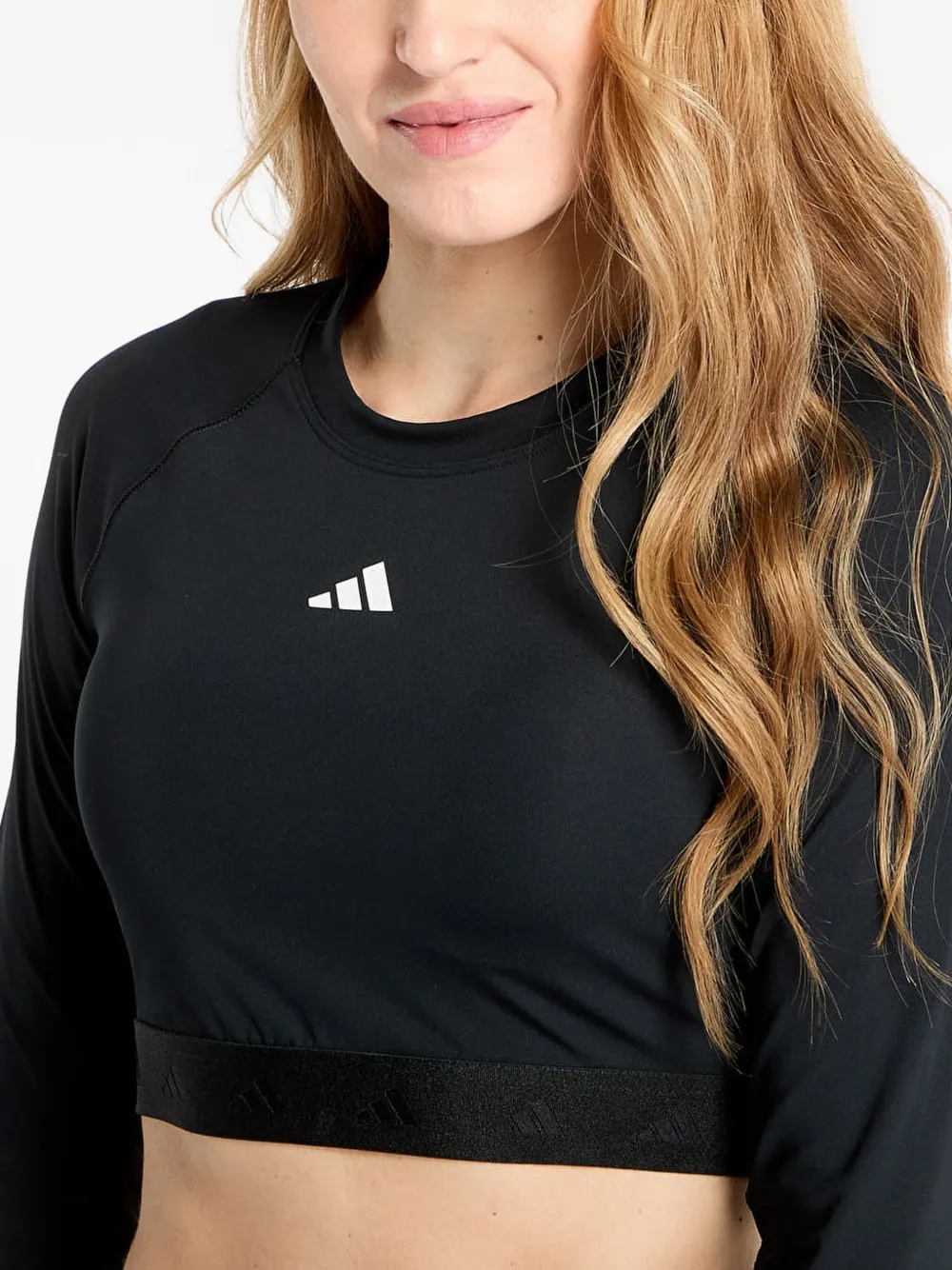 adidas Hyperglam cropped top met lange mouwen Zwart