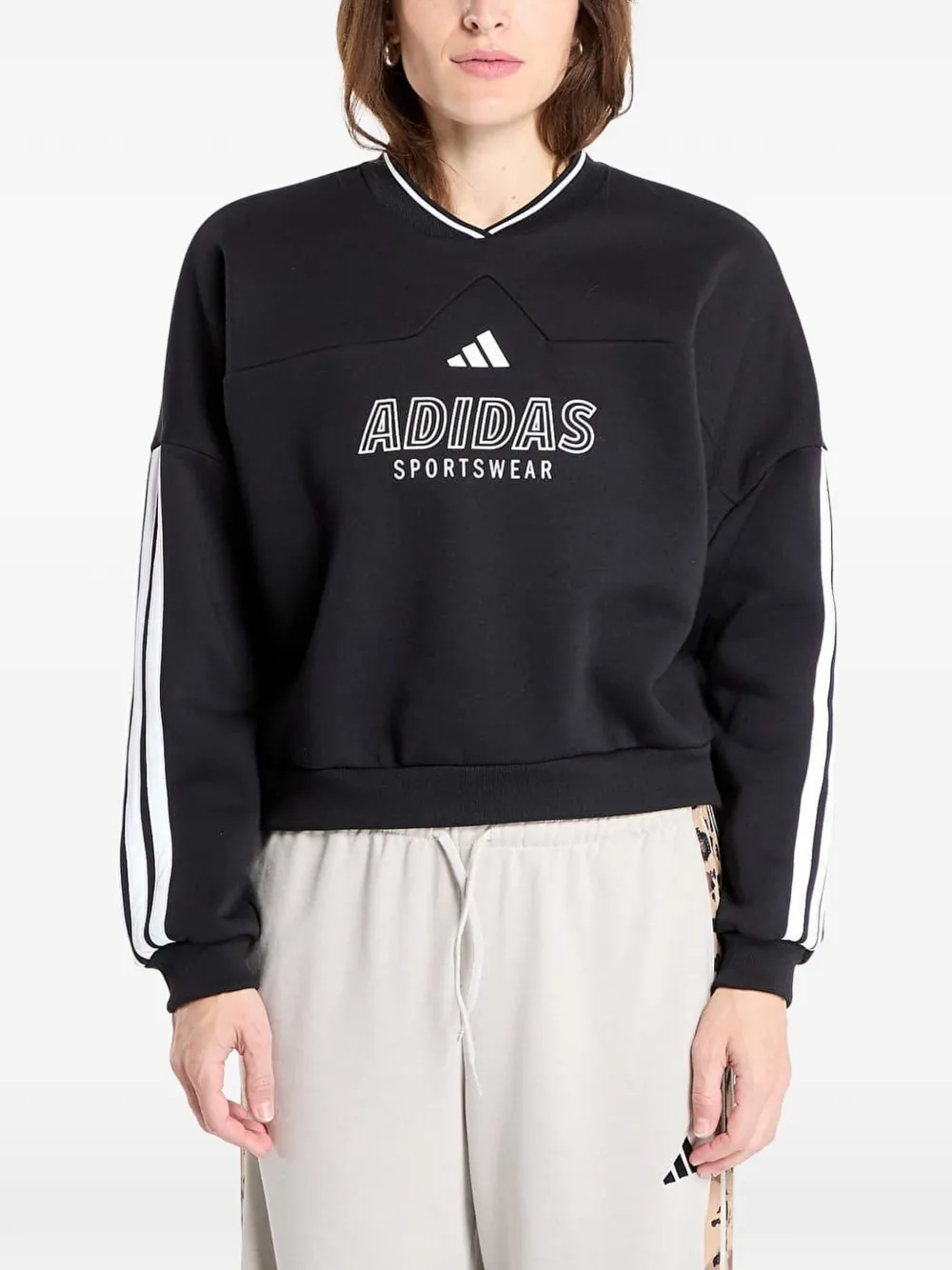 adidas logo-print side-stripe sweatshirt - Nero