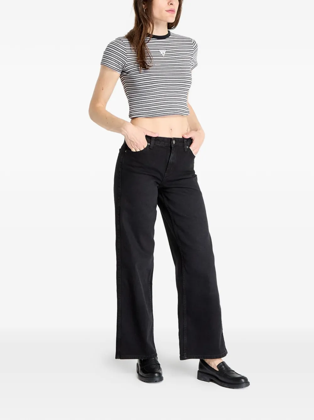 GUESS USA G11 jeans met wijde pijpen Zwart