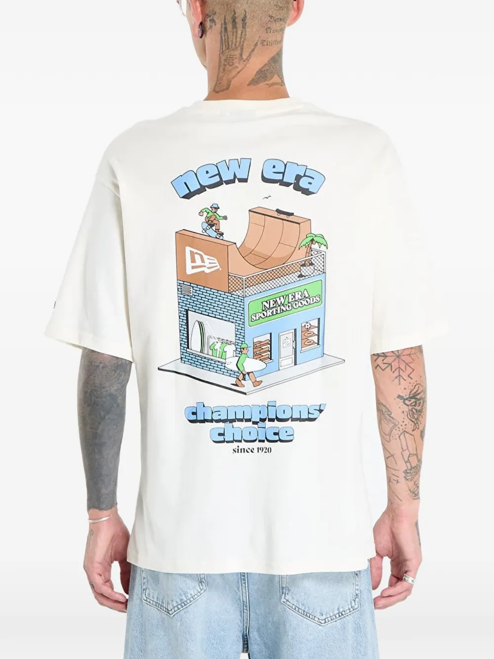 NEW ERA CAP Skate T-shirt met grafische print Beige