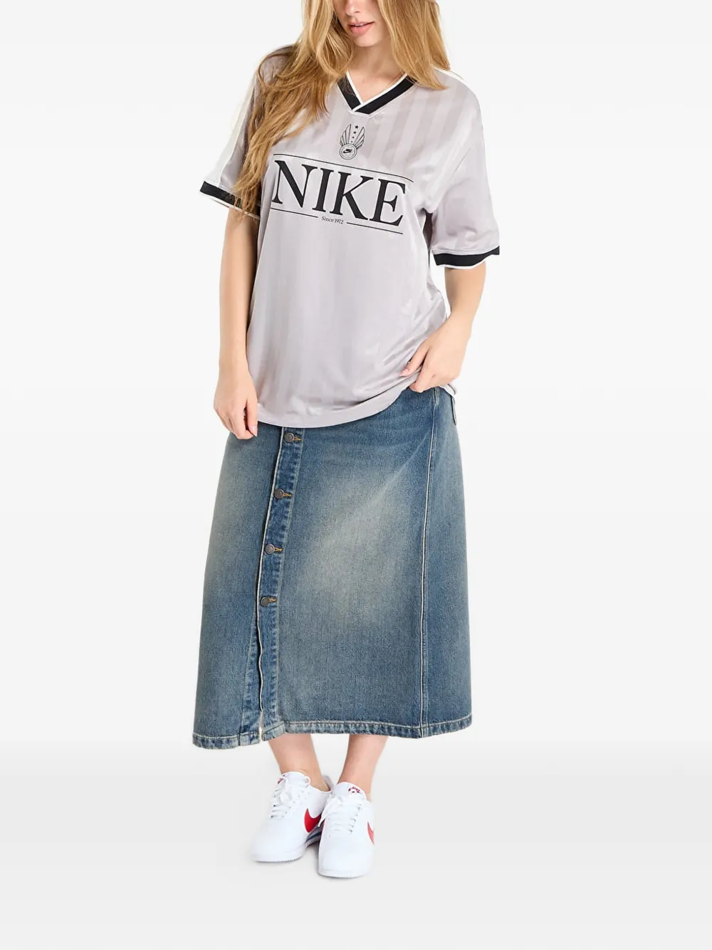 Nike T-shirt met V-hals Grijs
