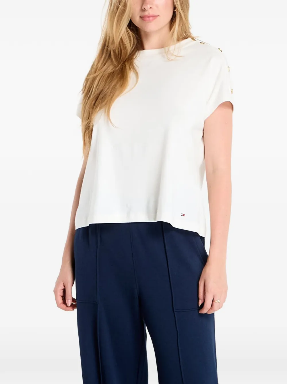 Tommy Hilfiger button-detail T-shirt - Bianco