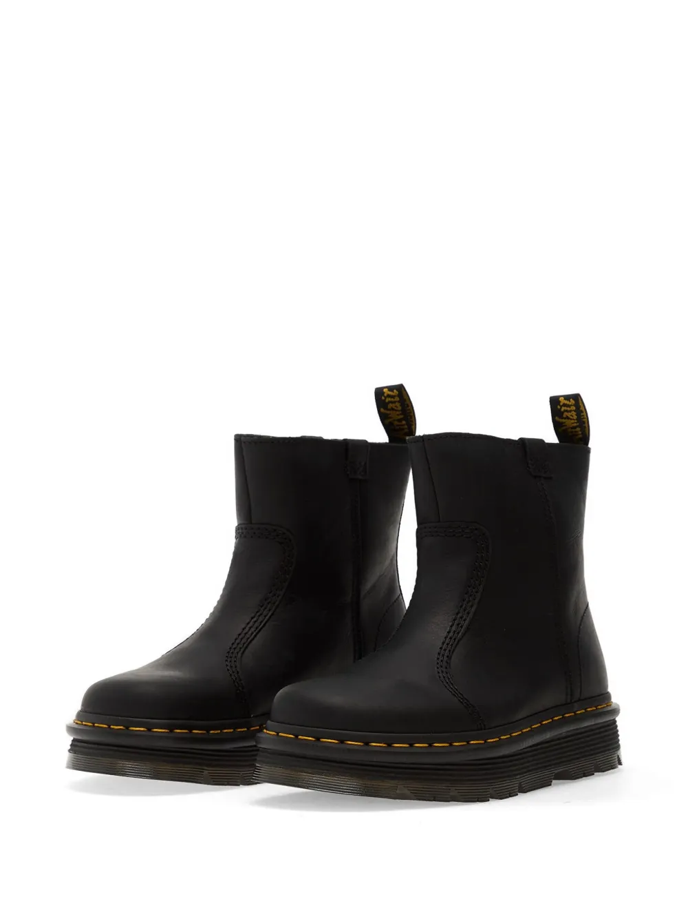 Dr Martens Zebzag leren laarzen met contrasterend stiksel Zwart