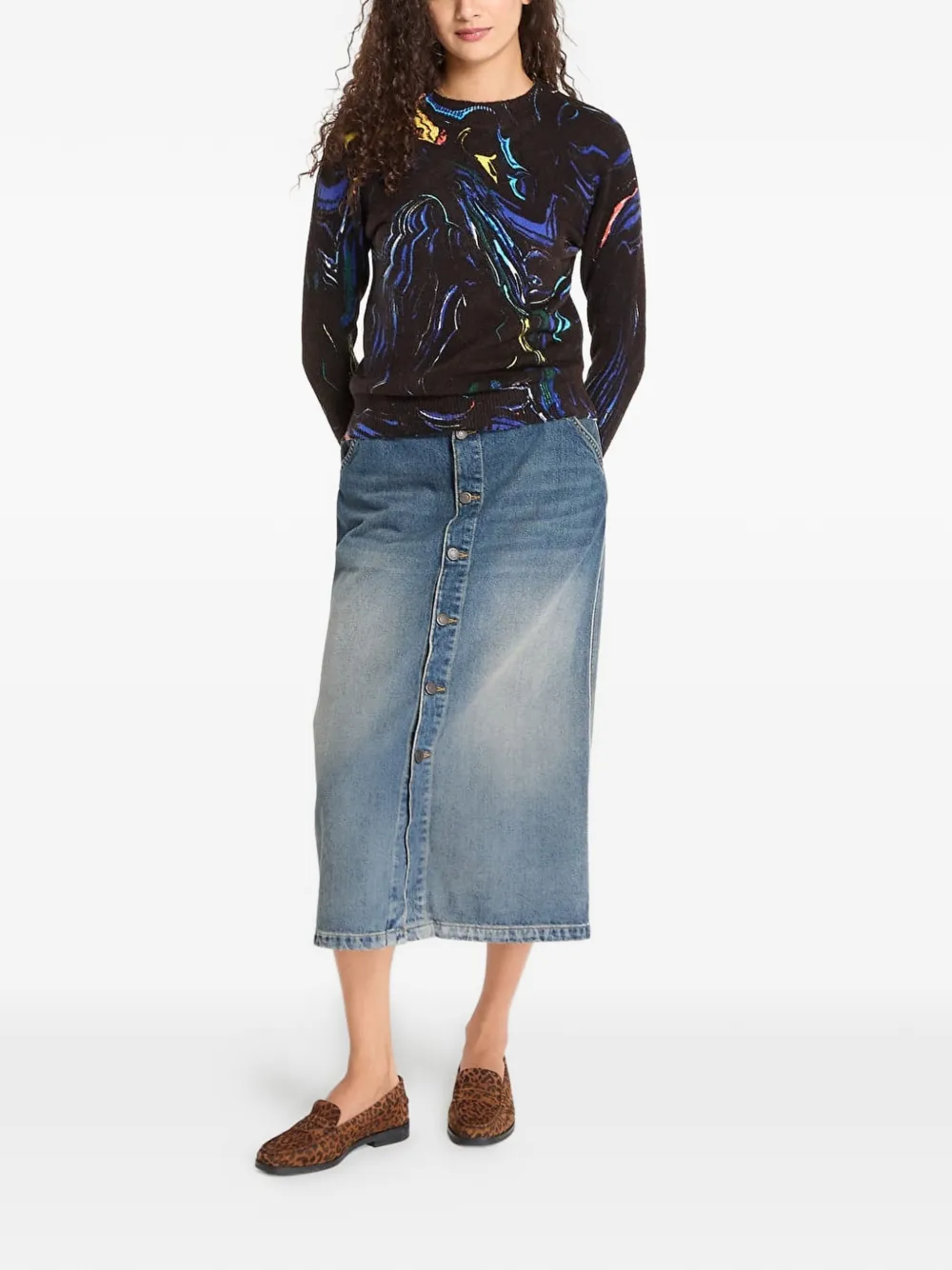  Desigual Pull à Imprimé Abstrait - Noir 