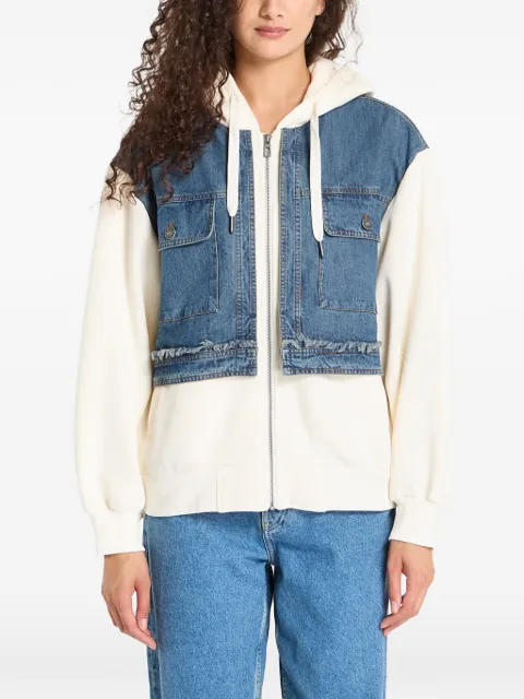 Desigual denim-panel drawstring hoodie