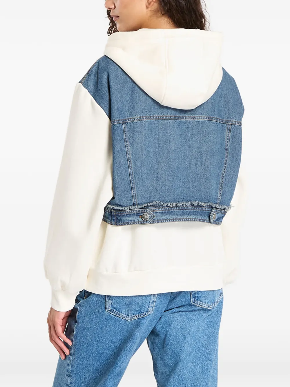 Desigual Hoodie met denim vlak en trekkoord Beige