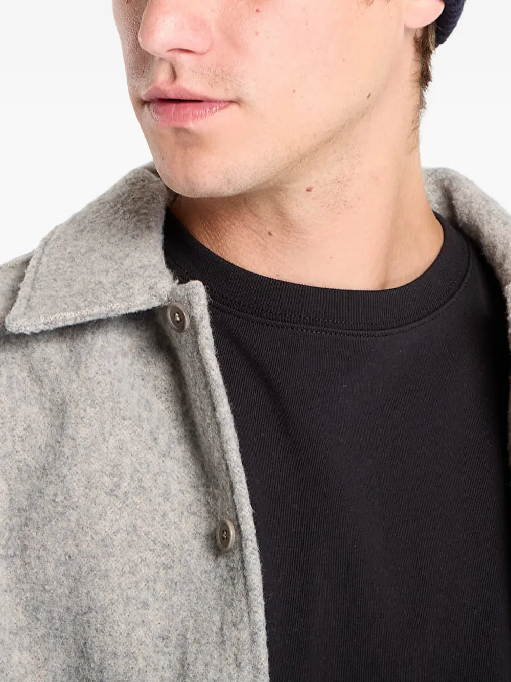 SAMSOE Vilten button-up shirtjack Grijs