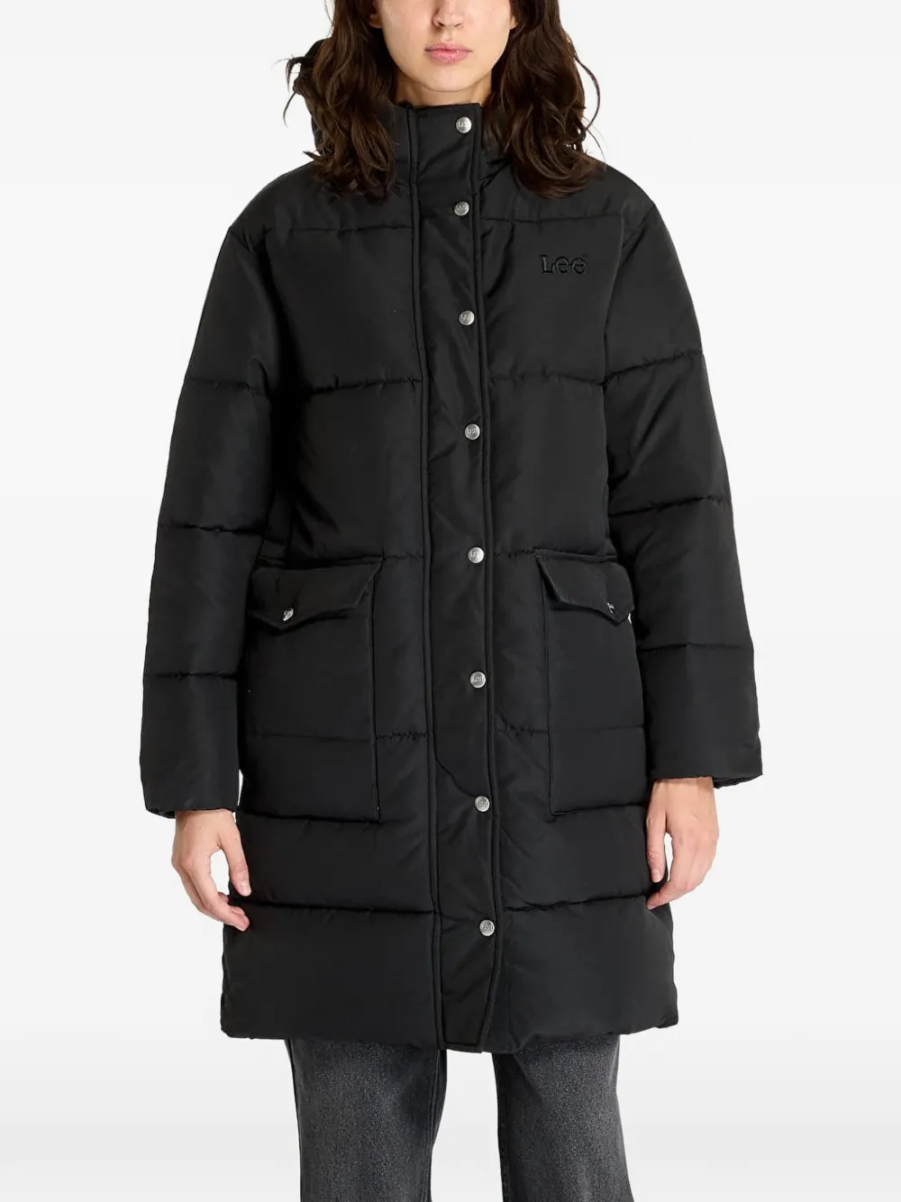 Lee Hooded Padded Coat In Black