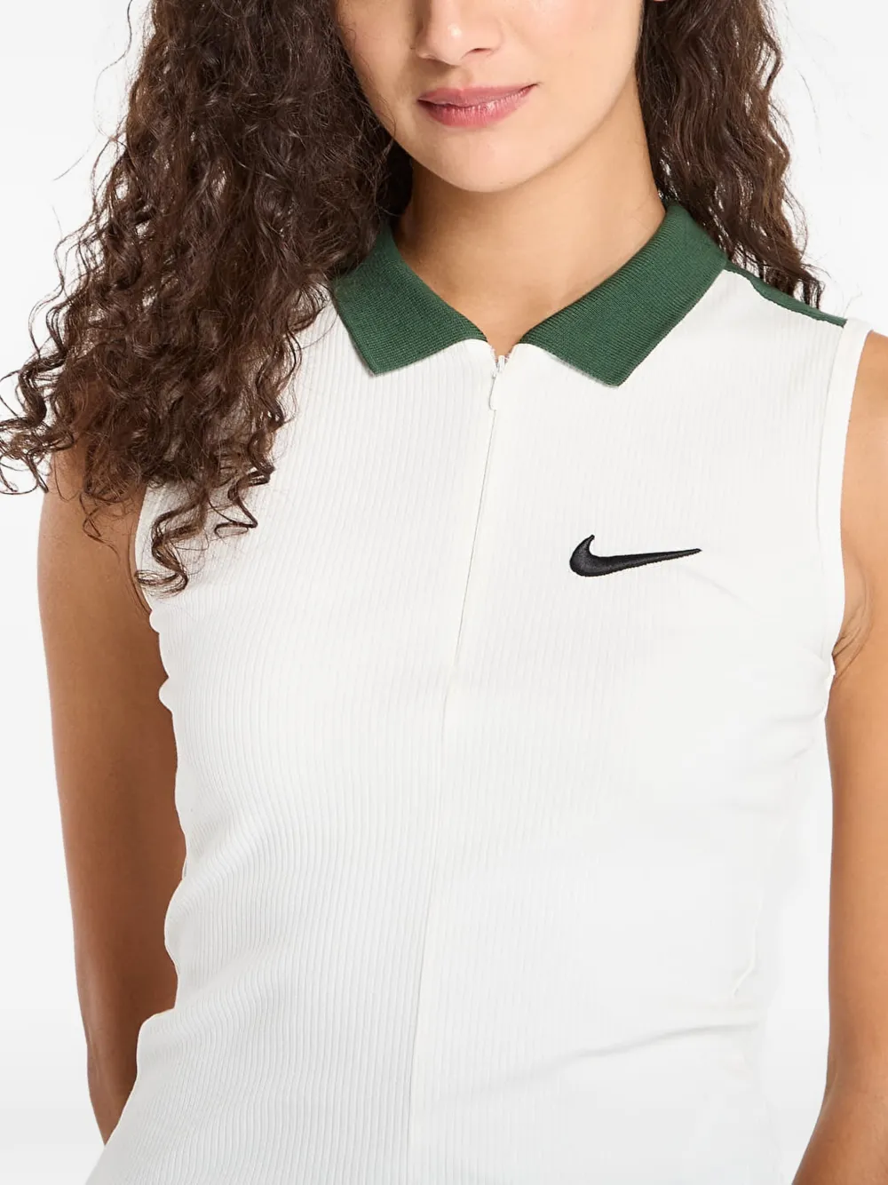 Nike Geribbelde mouwloze polotop Beige