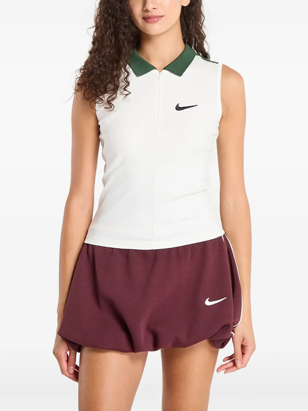 Nike ribbed sleeveless polo top - Nude