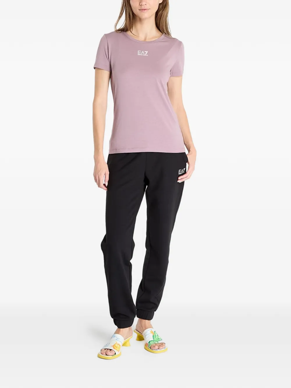 Ea7 Emporio Armani T-shirt met logoprint Roze