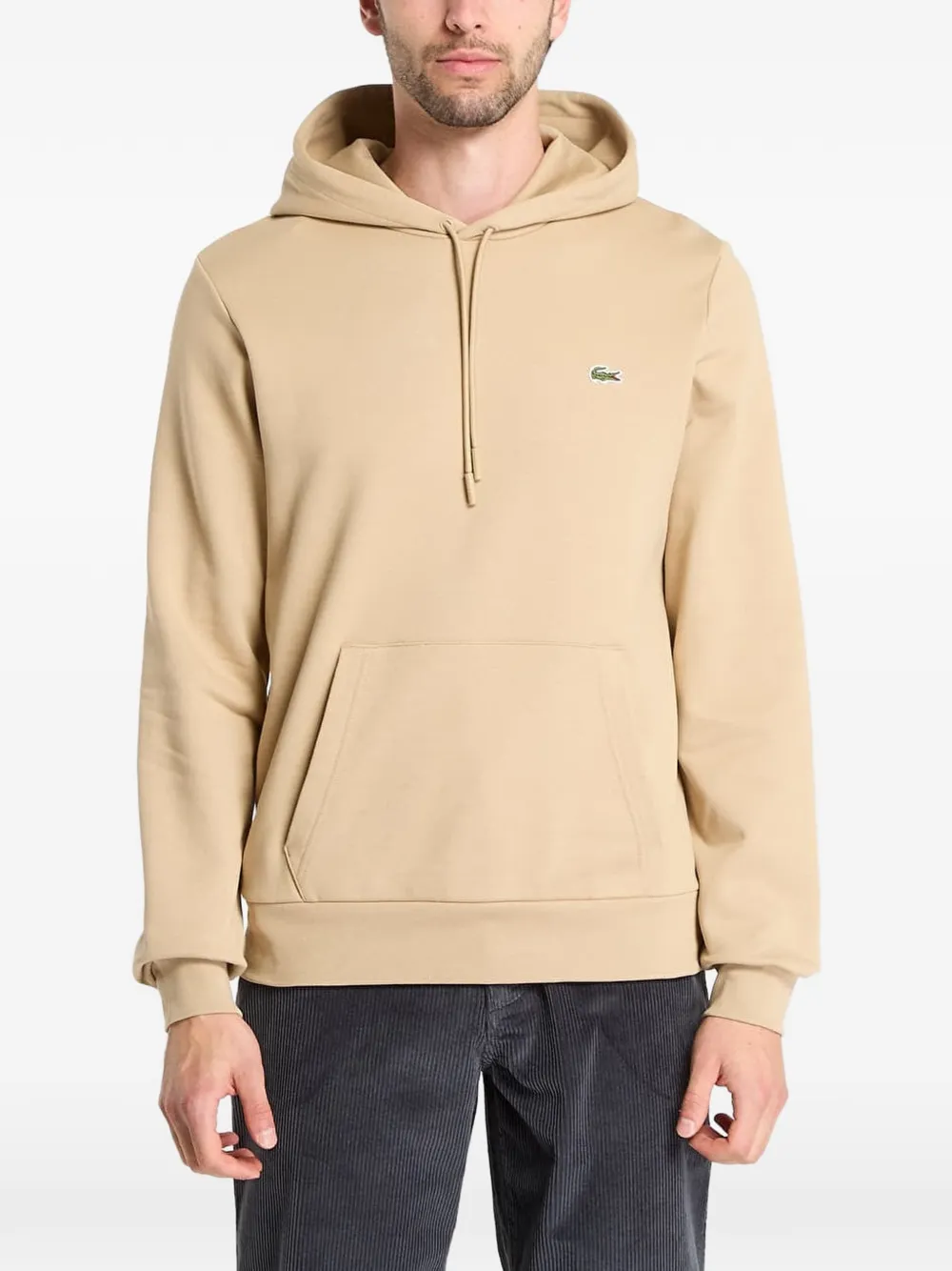 Lacoste chest logo drawstring hoodie - Nude