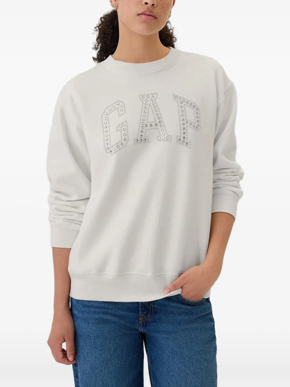 GAP Trui verfraaid met stras en logo Beige
