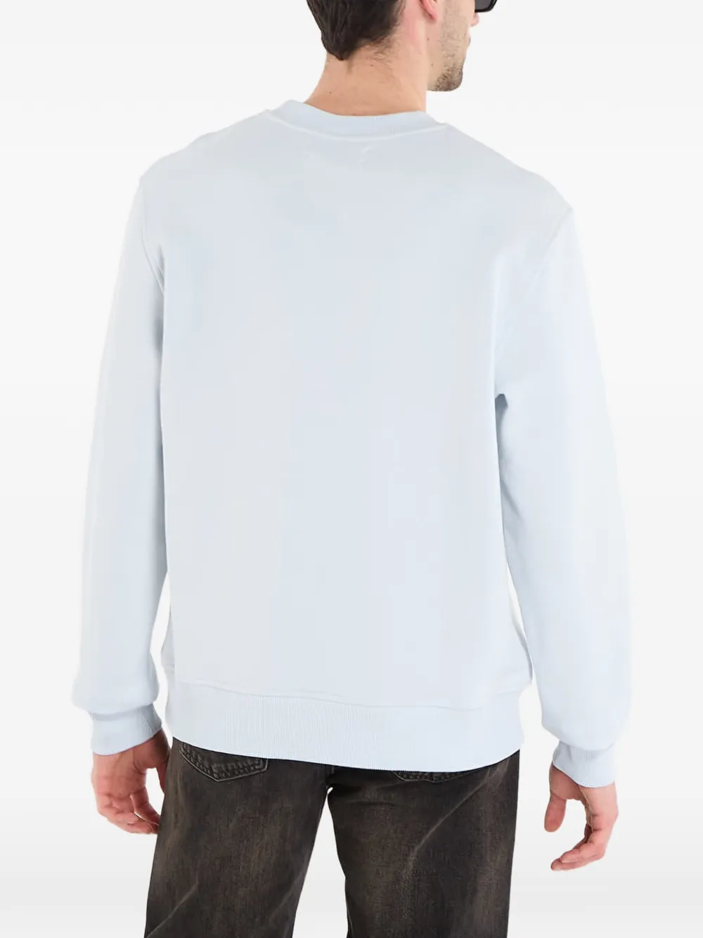 SAMSOE Joel sweater met logoprint en ronde hals Blauw